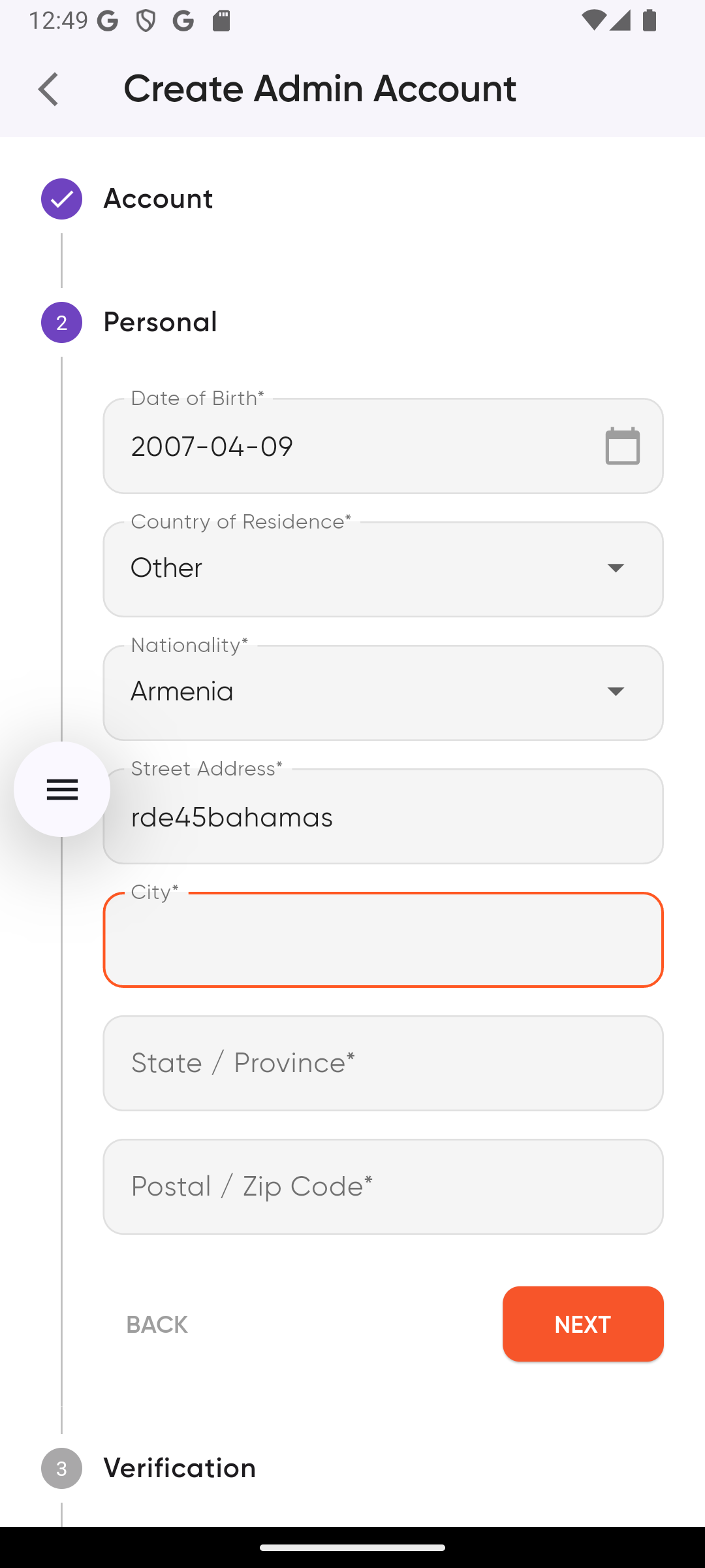 Admin App Screen 3